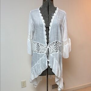 Cupshe Bohemian White Crochet Trim Cardigan